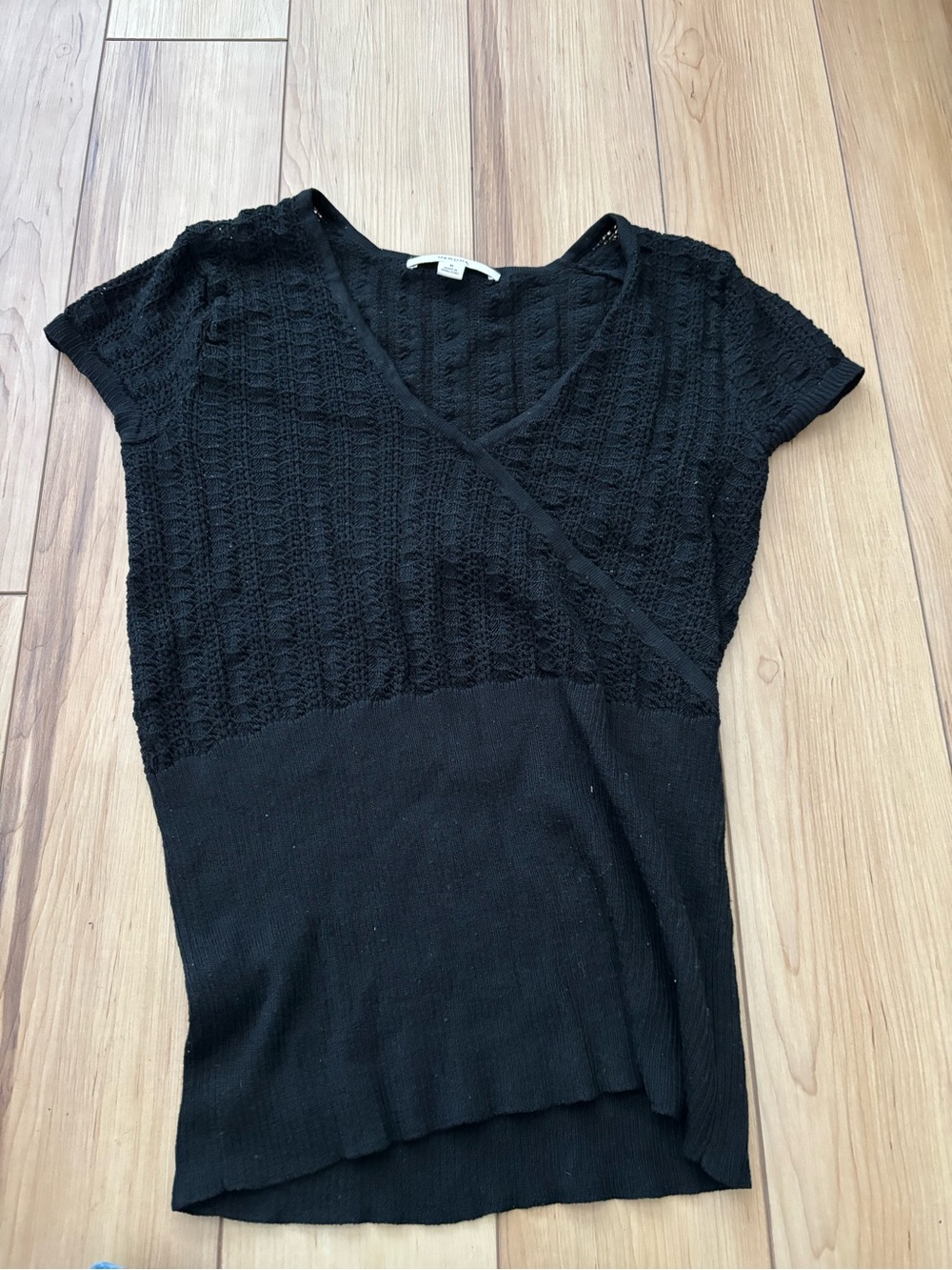 Women’s Merona Black Short Sleeve Knit Wrap-Style Top